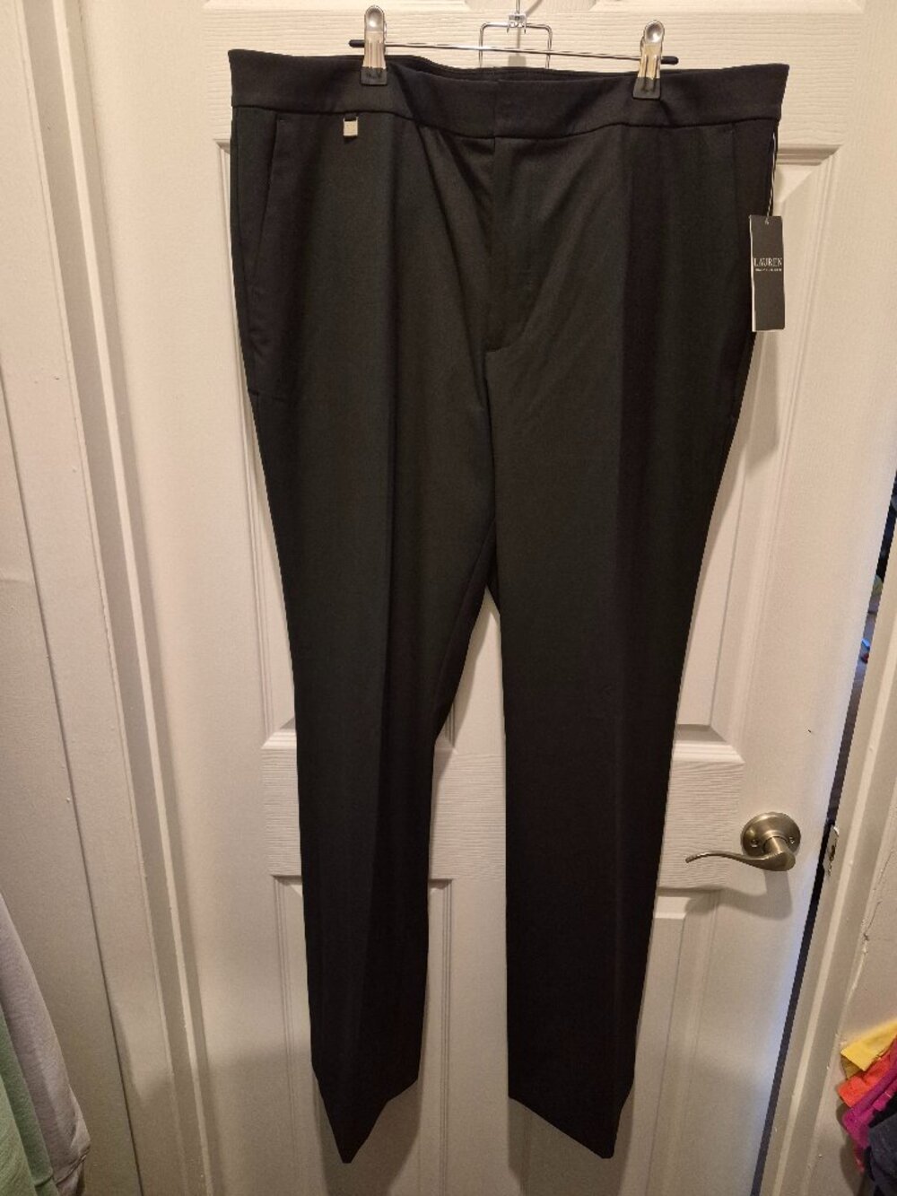 LAUREN Ralph Lauren Women's Black Straight-Leg Pants Size 16 NWT